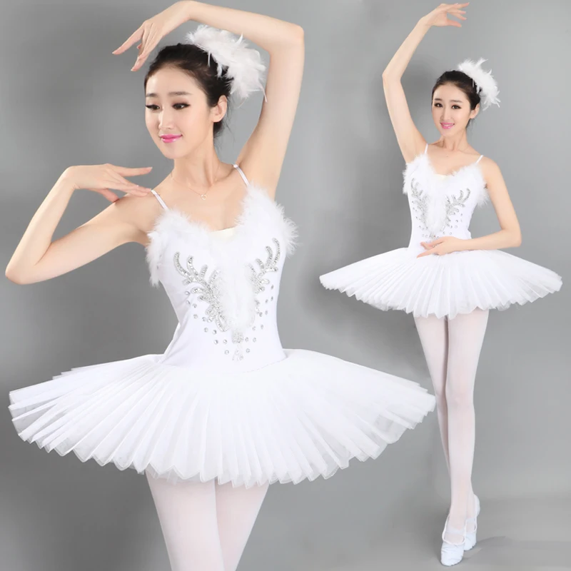 

new Ballet Dress Veil Costumes Black And White Swan Dance Feather Dress