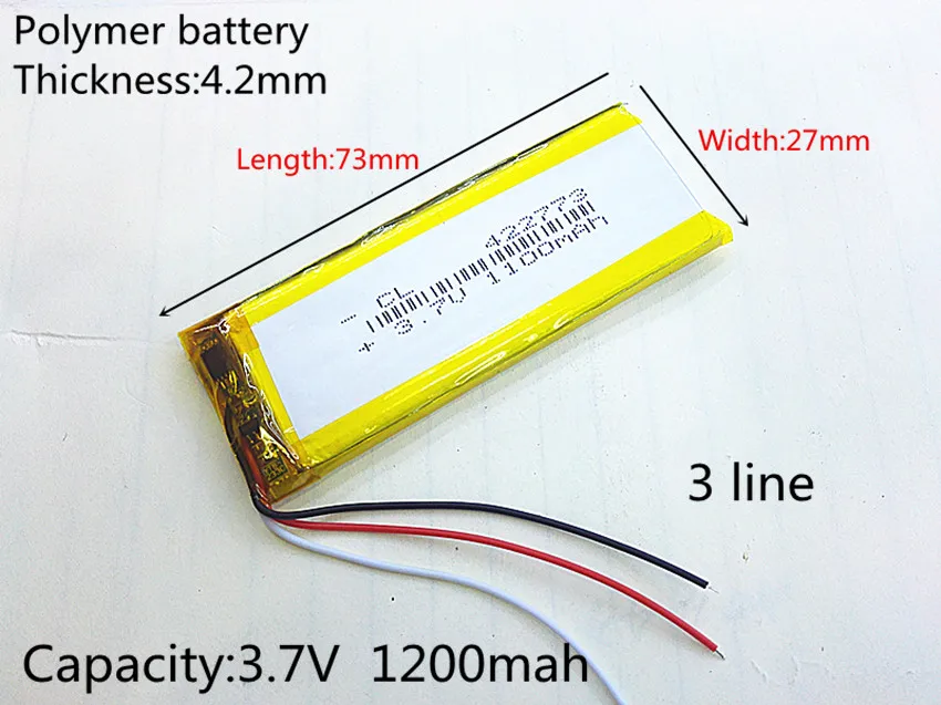 3 линии 3,7 V 1200 mah 422773 литиево-полимерный lipo Перезаряжаемые Батарея для Mp3 Mp4 PAD DVD DIY электронная книга bluetooth