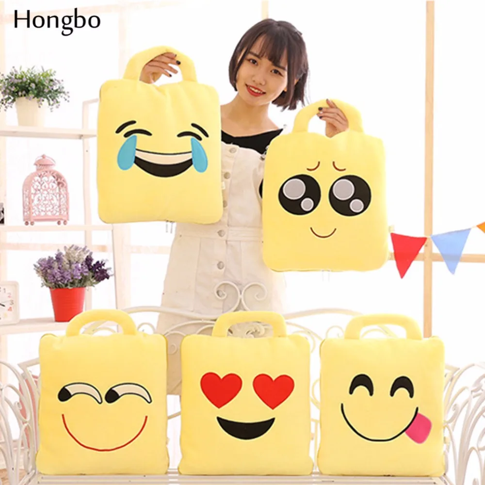 

Hongbo 1 Pcs 2-in-1 Multifunction Quilt Cushion Emoji Pillows Smiley Emotion Soft Decorative Cushions Stuffed Plush Toy