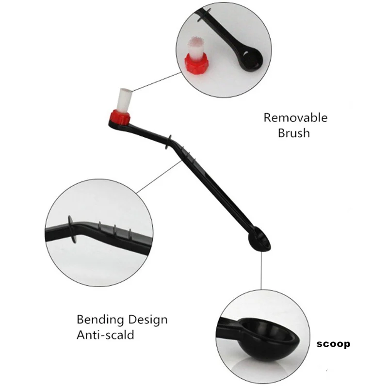 Щетка для кофемашины нейлоновая Эспрессо-машина щетка для очистки кофейных зерен с ложкой(упаковка из 2