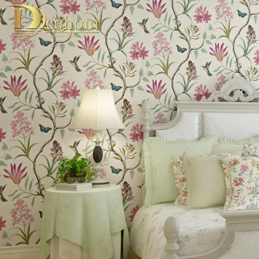 American Rustic Floral Bird Wall Paper Rolls For Walls Vintage Wallpaper For Bedroom Living Room Sofa Background Decor American Rustic Floral Bird Wall Paper Rolls For Walls Vintage Wallpaper For Bedroom Living Room Sofa Background Decor
