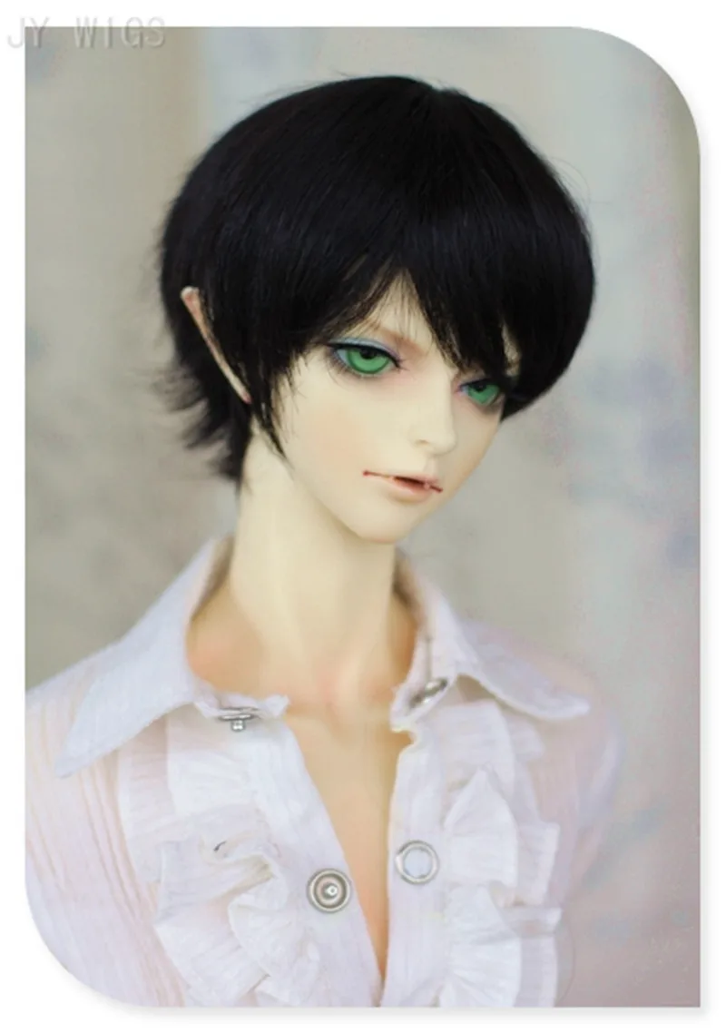 1/3 BJD Doll Boy Wig Black Hair Short Straight Synthetic Heat
