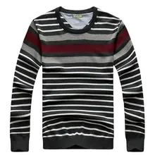 Одежда осенний толстый полосатый трикотажный свитер брендовая одежда Мужской Хлопковый свитер с круглым вырезом Мужская Повседневная модная одежда новая Универсальная