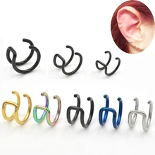 Pendiente de acero inoxidable para el trago, Piercing falso sin agujero, joyería para el cuerpo, 2 unids/lote