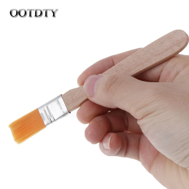 

OOTDTY 10Pcs Wooden Handle Brush Nylon Bristles Welding Cleaning Tools For Solder Flux Paste Residue Keyboard PC dorp shipping