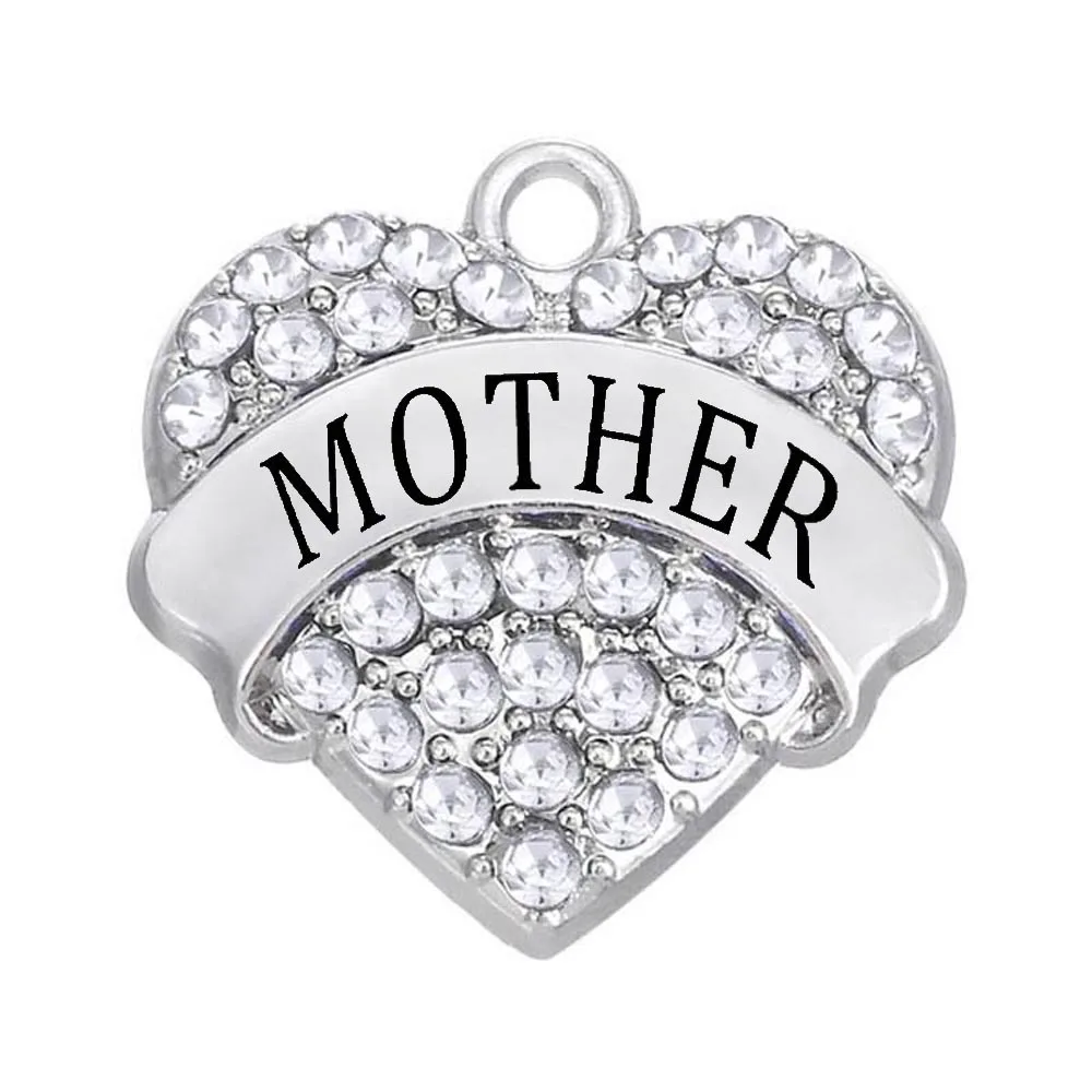 Mother's Day love heart pendant jewelry rhinestone crystal MOTHER charm