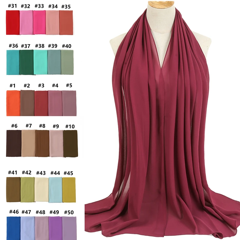 

2019 women scarf bubble chiffon scarf silk feeling hijab solid color shawls and wraps headband muslim hijab scarfs neck foulard