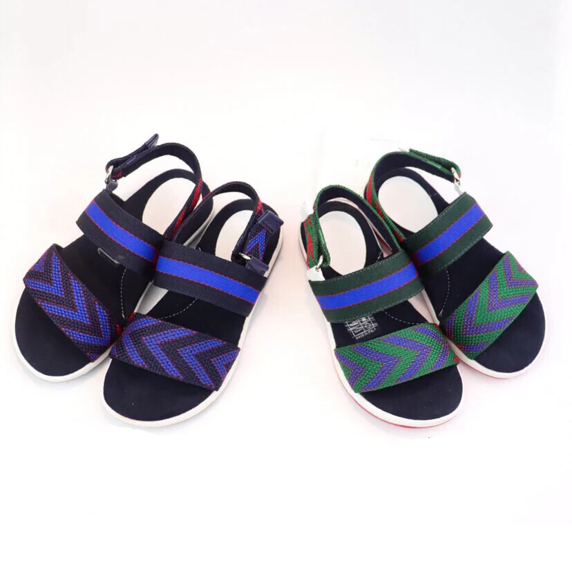

Luxury Brand Kids Casual Sandals Green Red Striped Boys Girls Beach Sandals Children Designer Sandals with Box