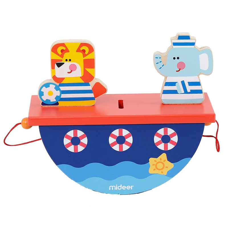 

MiDeer children's creative cute piggy bank boat-type piggy bank baby wooden sailor tumbler piggy bank toy tumbler toys