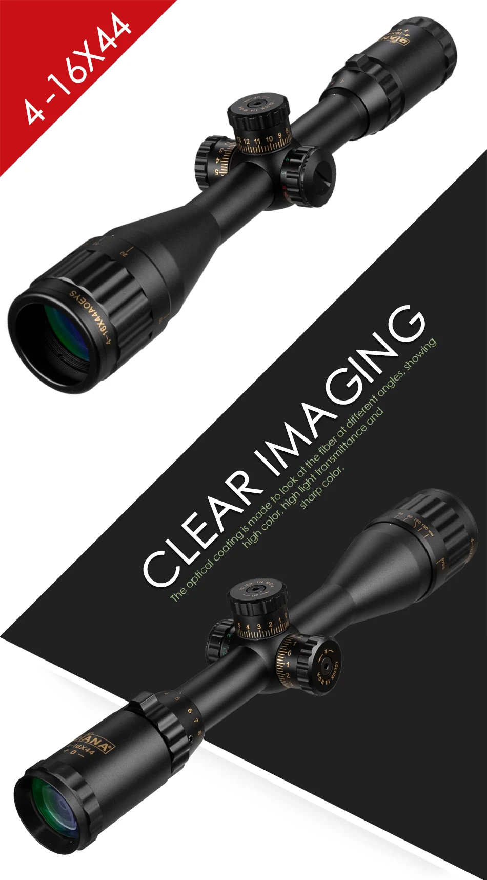 Diana 4 16x44 riflescope tático visão óptica