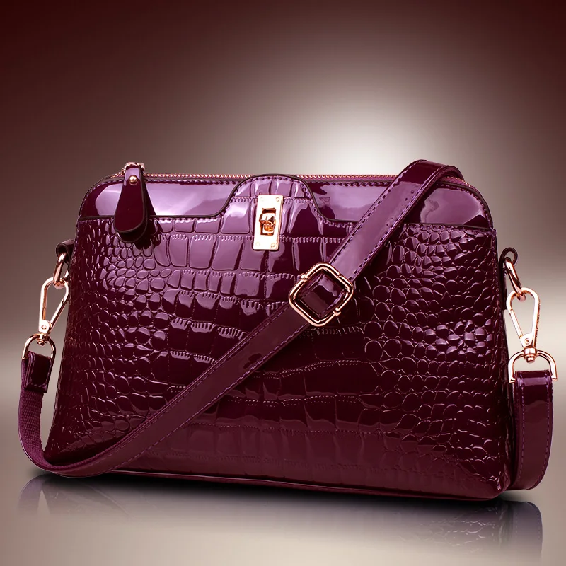 High Quality Alligator Shoulder CrossBody Bags Ladies Fashion Messenger Bag Women's Patent Leather Handbags Hobos Women Bags цена High Quality Alligator Shoulder CrossBody Bags Ladies Fashion Messenger Bag Women's Patent Leather Handbags Hobos Women Bags цены онлайн