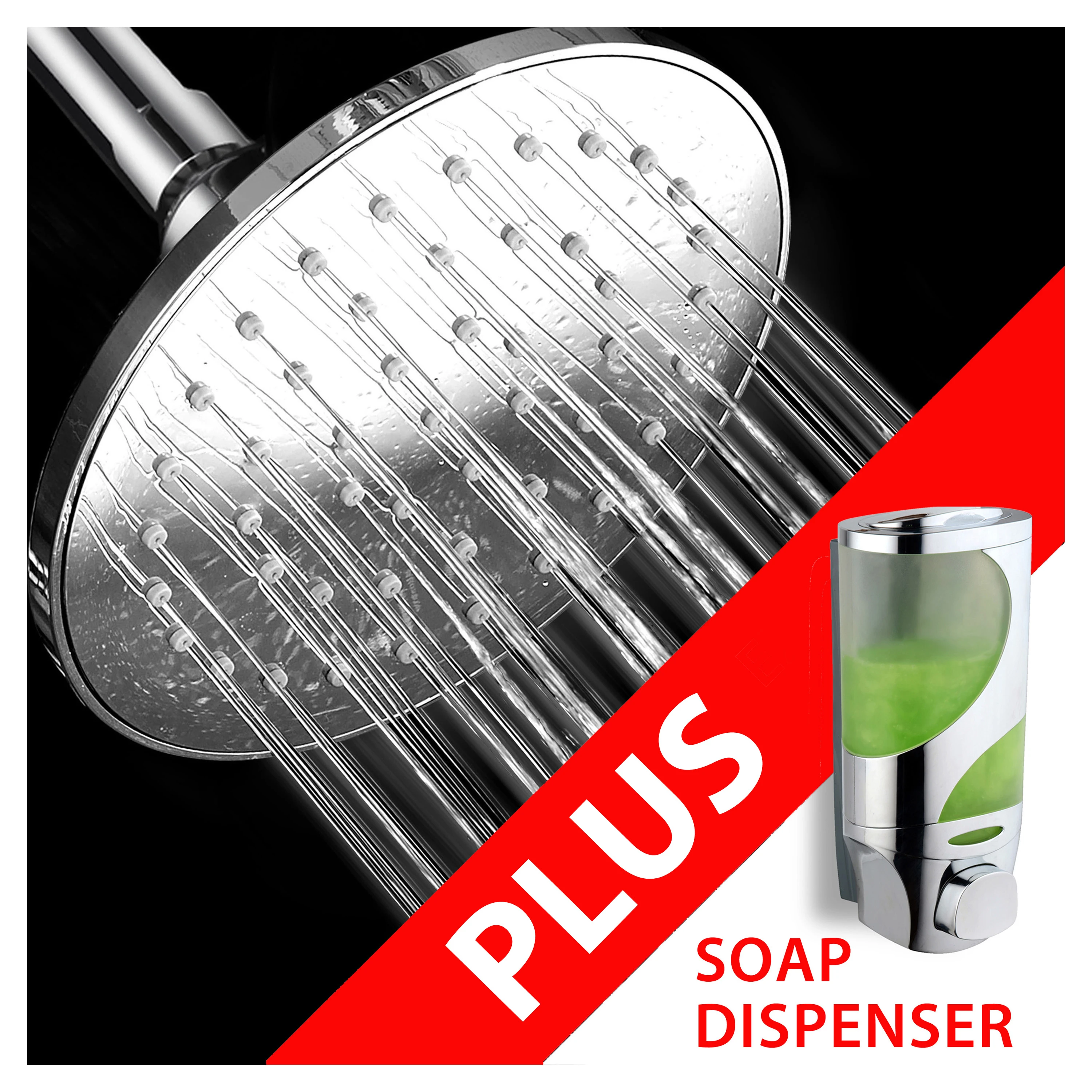 Hydroluxe 6 Inch High-Pressure Shower Head and FREE Soap Dispenser