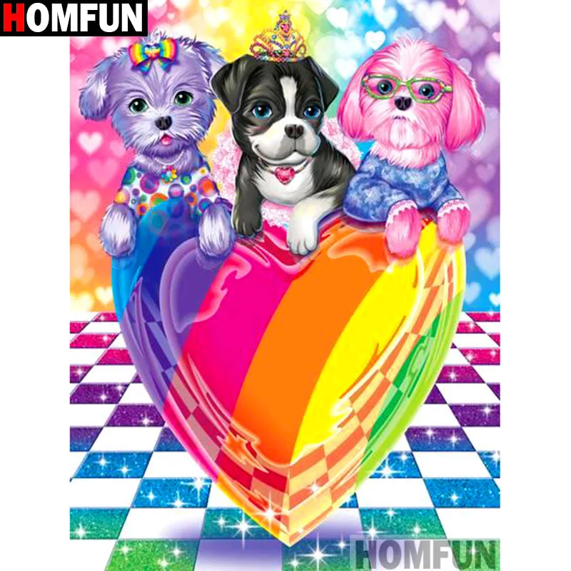 Алмазная живопись HOMFUN A14758 картина Собачье сердце с полными квадратными/круглыми