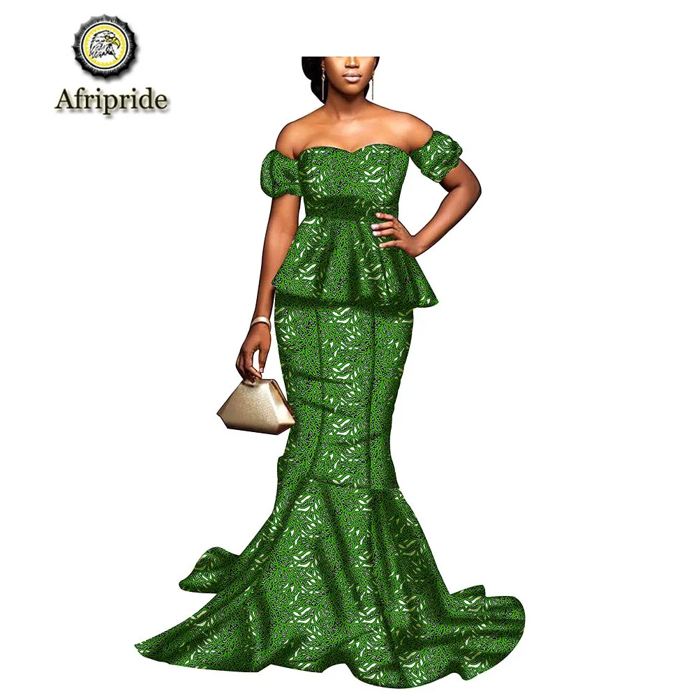Африканские платья для женщин AFRIPRIDE Дашики Базен riche Анкара Платье с принтом Чистый хлопок воск батик Частный заказ S1825081 - Цвет: 504