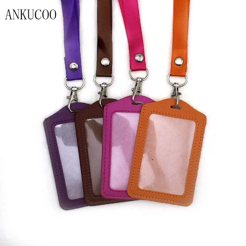 

Women Men Name Credit Card Holders PU Bank Card Neck Strap Card Bus ID holders candy colndy colors Identity badge with lanyard