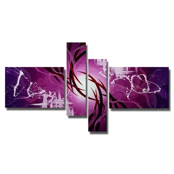 

Purple Color Wall Pictures 4 Peices Abstract Knife Painting Living Room Wall Decor Chinese Canvas Pictures No Framed