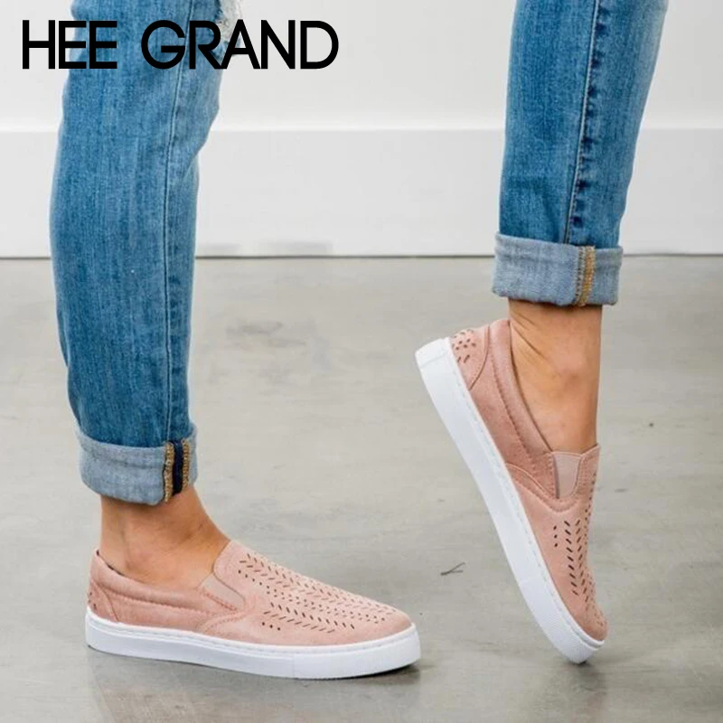 Koop HEE GRAND Vrouwen Ademhaling Flats 2018 Nieuwe Herfst Mode Flats Vrouwen Causale Schoenen Sneakers Slip on Vrouwen Schoenen XWD6523