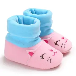 Зимняя Теплая обувь для маленьких мальчиков и девочек, хлопковая повседневная обувь с героями мультфильмов для новорожденных, милая