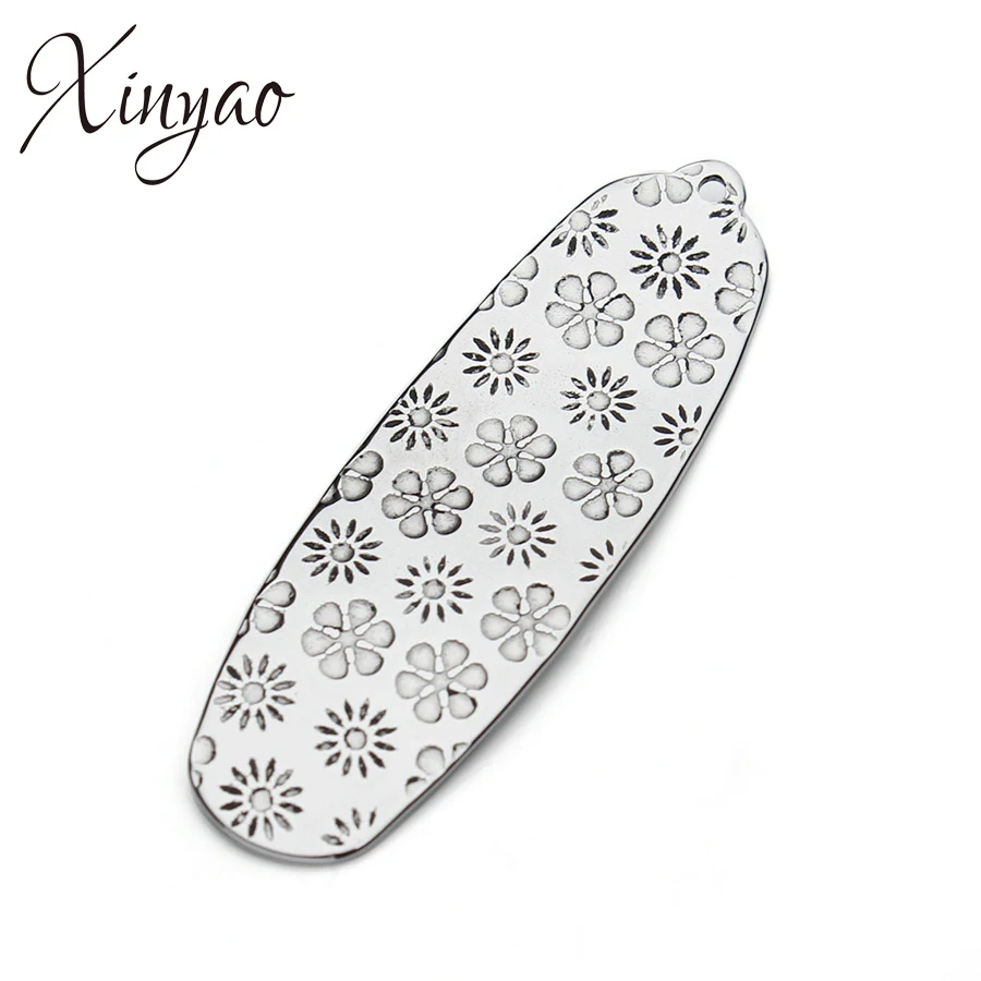

XINYAO 10Pcs/lot Stainless Steel Blank Stamping Tag Pendant Custom Engraved Flower Charms For Necklace Jewelry Making 15x46mm