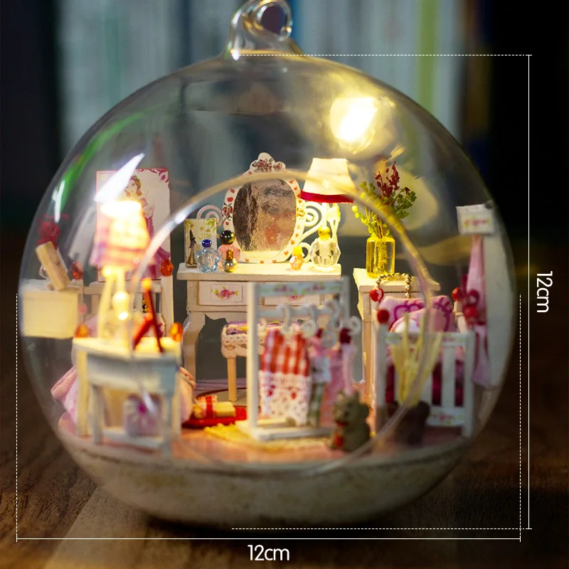 DIY Кукольный дом Wodden Miniatura кукольные домики комплект мебели стеклянная крышка собрать кукольный домик игрушки для детей мини принцесса комната