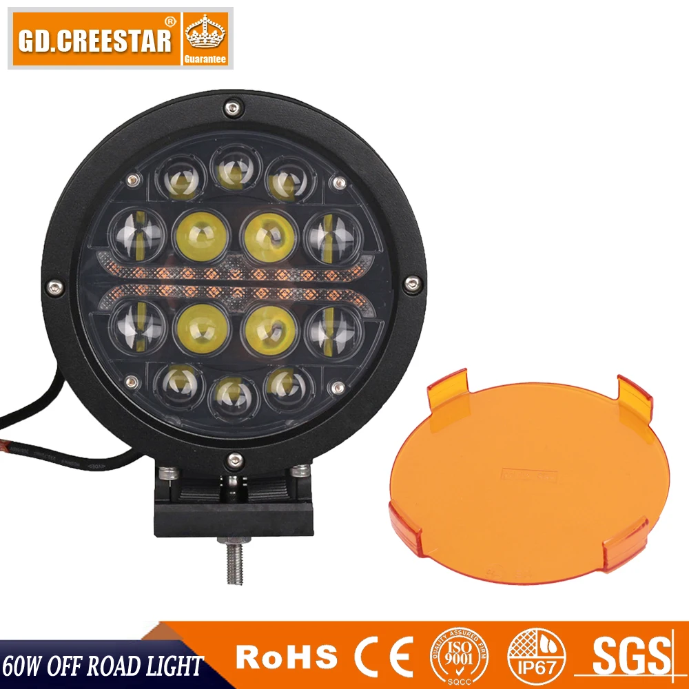  GDCREESTAR 60w 7inch Round offroad driving led work light for 4x4 Spotlights truck led Night lights - 32893452287