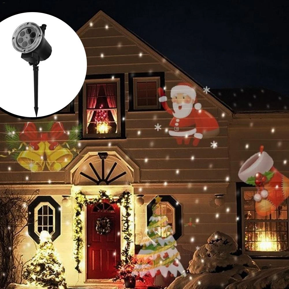 proyector laser de paisaje led impermeable lampara de pared luz de navidad 12 pacs patron reemplazable copos de nieve brillantes luces de