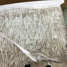 BZL-10191 Серебряный Цвет Новинка 10 ярдов длинная труба лента с бисером кисточка бахрома для украшения платья/модельер