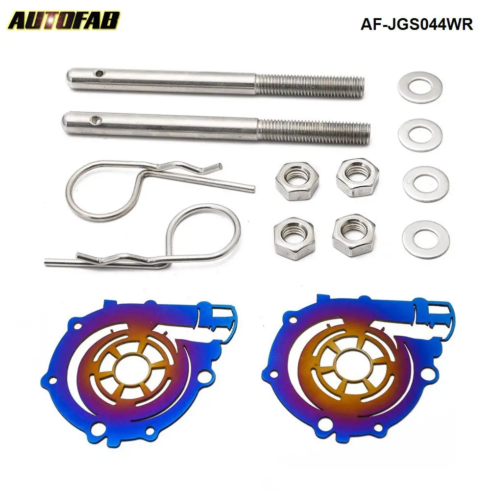 Autofab Universal Racing Sport Turbo Style Hair Pin Style Hood Pin Locking Kit With Lanyard AF-JGS044WR