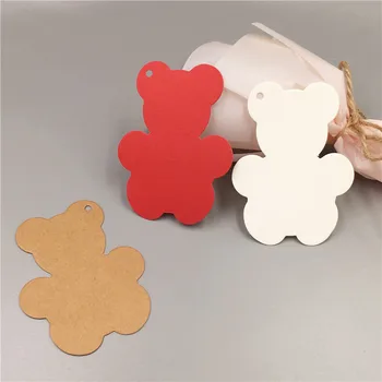 

200Pcs/Lot Various Shapes Bear Vintage Brown Kraft Paper Cardboard Head Tag Wedding Festival Party Decorating Packaging Labels