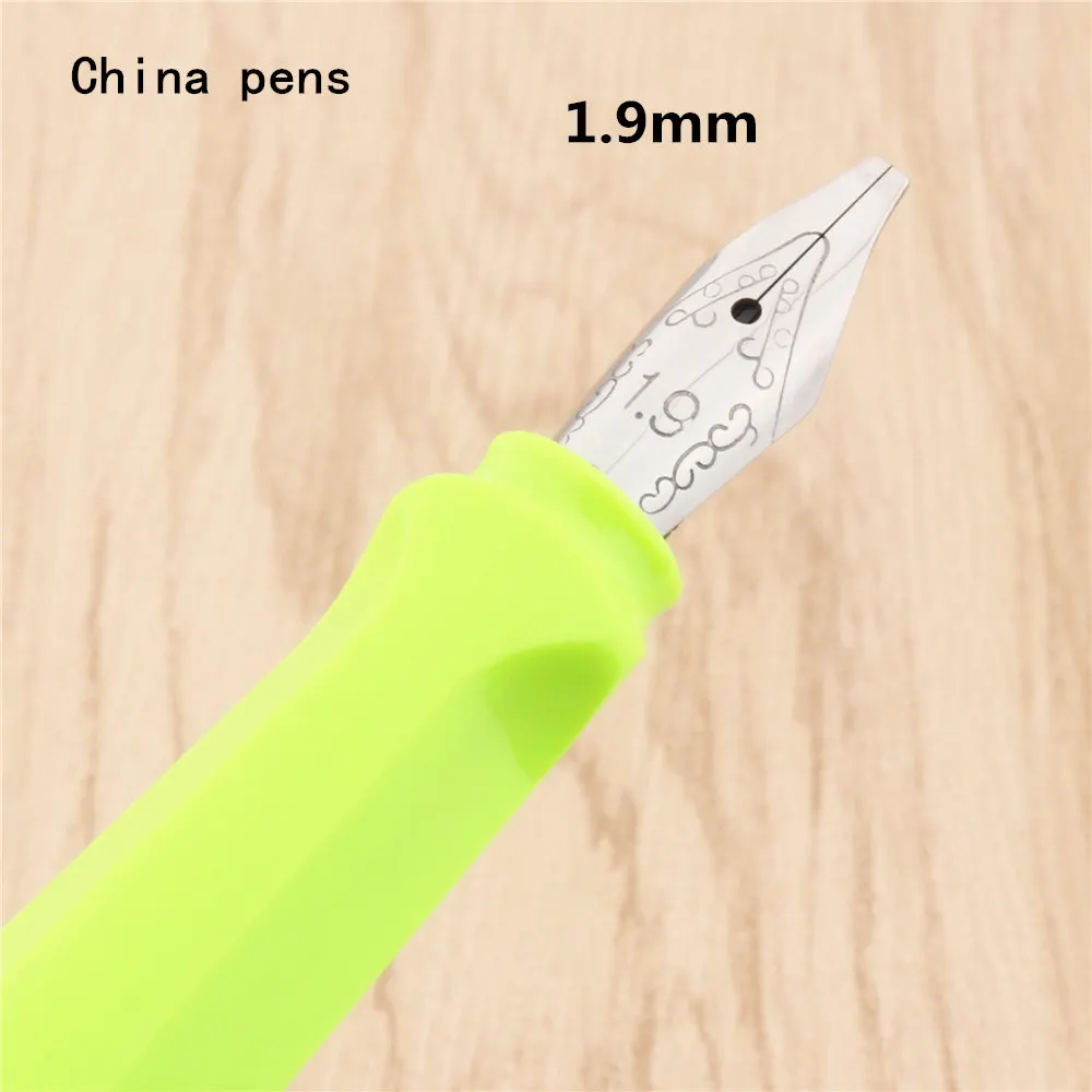 Jinhao 871 флуоресцентная зеленая английская каллиграфия Duckbill параллельная художественная ручка цветок тело плоский перо Тибетский арабский авторучка - Цвет: 1.9mm-pen