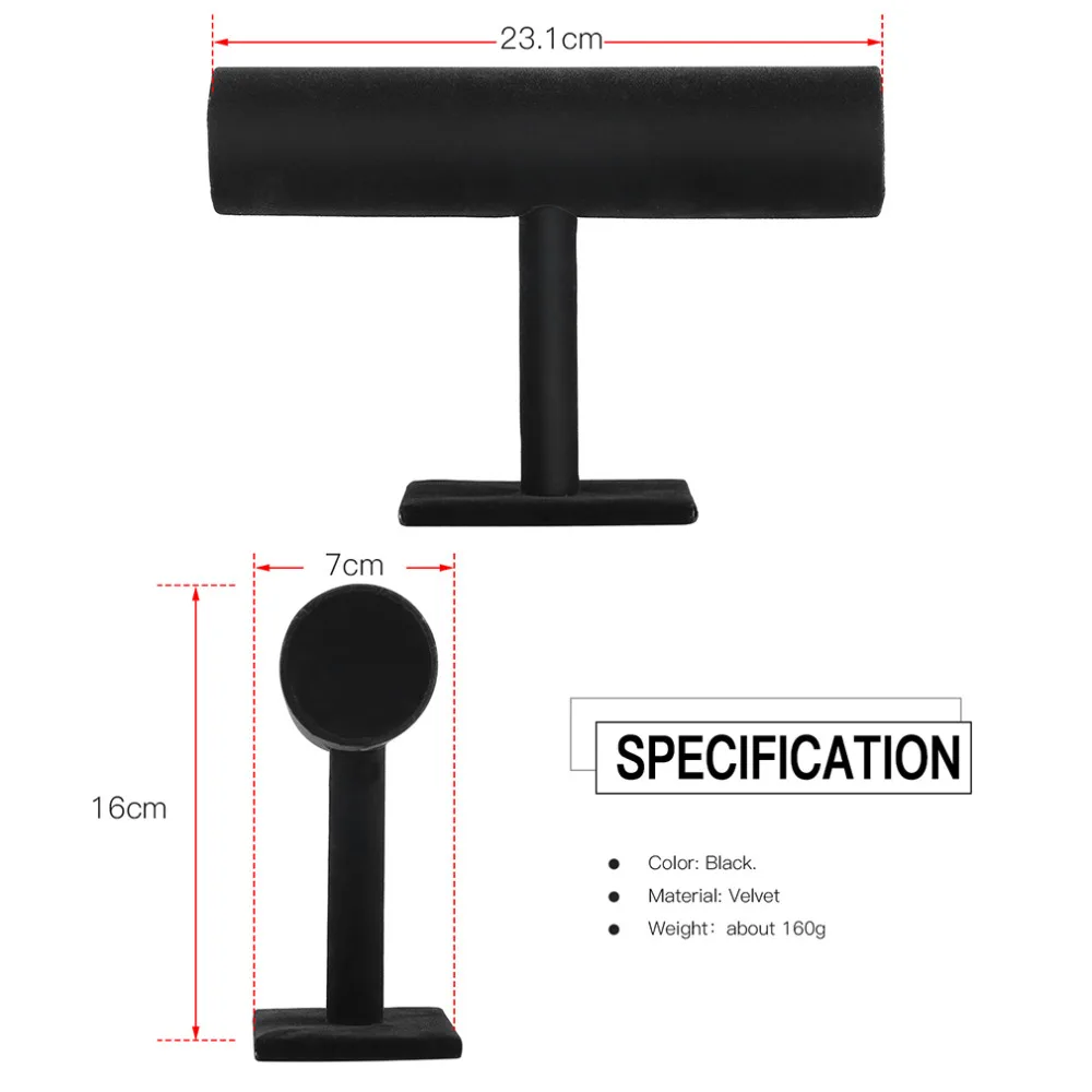 GENBOLI черные бархатные украшения дисплей огранайзер стойка держатель упаковка браслет цепочка держатель часов T бар стойка
