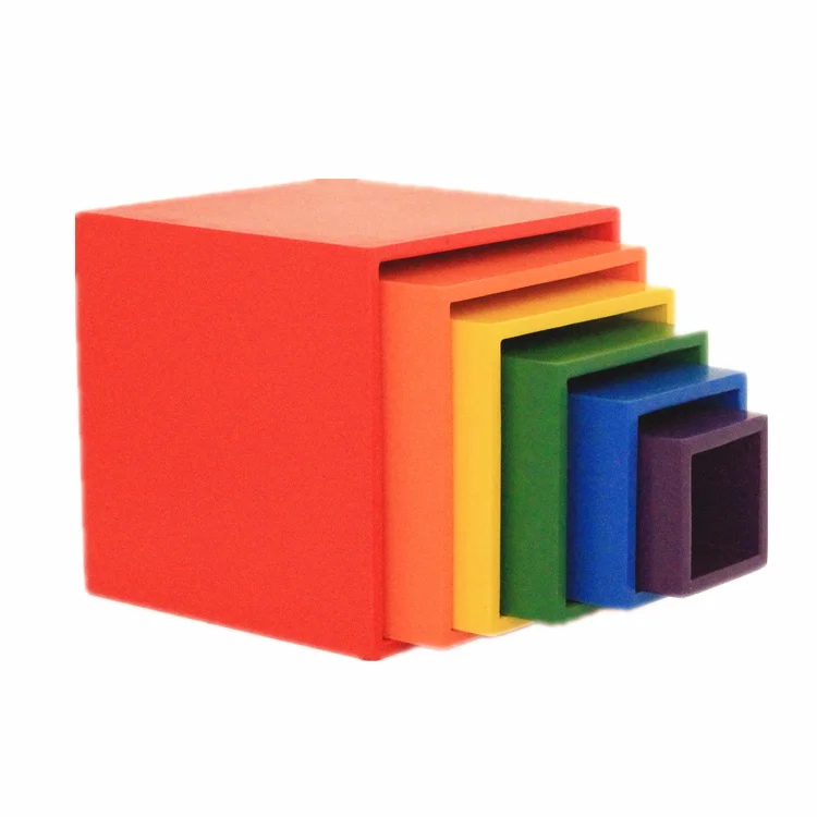 Детские игрушки, радужные блоки, 6 шт., набор форм, чехол, коробка, деревянные игрушки для детей, 12 шт., Pegdolls, строительные блоки, развивающие игрушки, подарок - Цвет: 6Pcs Box