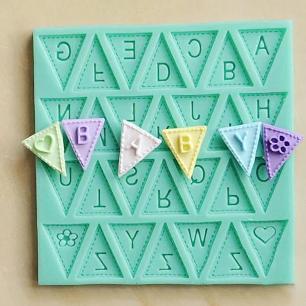 

Random Color cooking tools Flag Shape 26 English Letters Silicone Mold Chocolate Fondant Cake Decorating Tools dropshipping