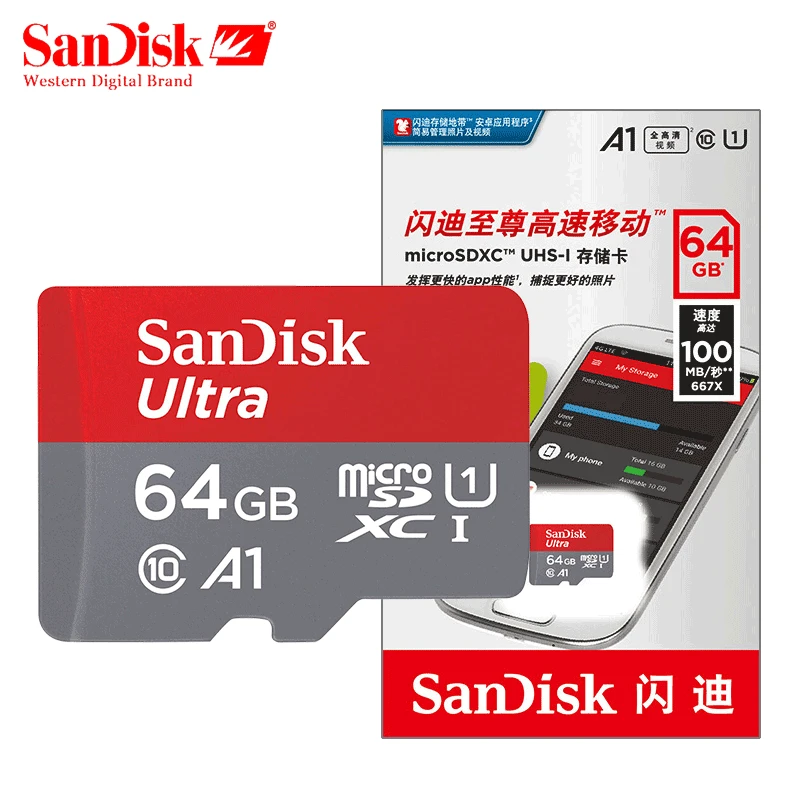 Двойной Флеш-накопитель SanDisk UItra A1 Max 100 МБ/с. micro sd 400 Гб 128 Гб 64 Гб 256 Гб карта памяти microsd карты интеллектуальный контроллер с DVD картой памяти sd TF карты для мобильного телефона/ноутбука/Камера