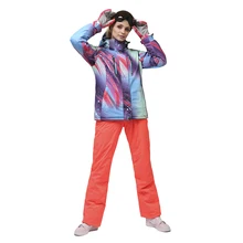 Женский зимний Сноубординг костюмы ветрозащитный женский лыжный костюм водонепроницаемый лыжный комбинезон Женская куртка и брюки для зимней улицы