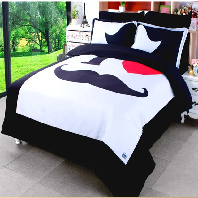Free Shipping Black And White Mustache Bedding Designer Funky