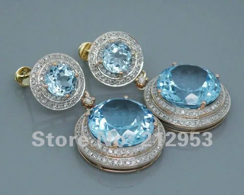 US $1.125.00 Fine Jewelry Blue Topaz Drop Earrings In Solid 14Kt Rose Gold Natural Blue Diamond Gemstone Earrings ER002