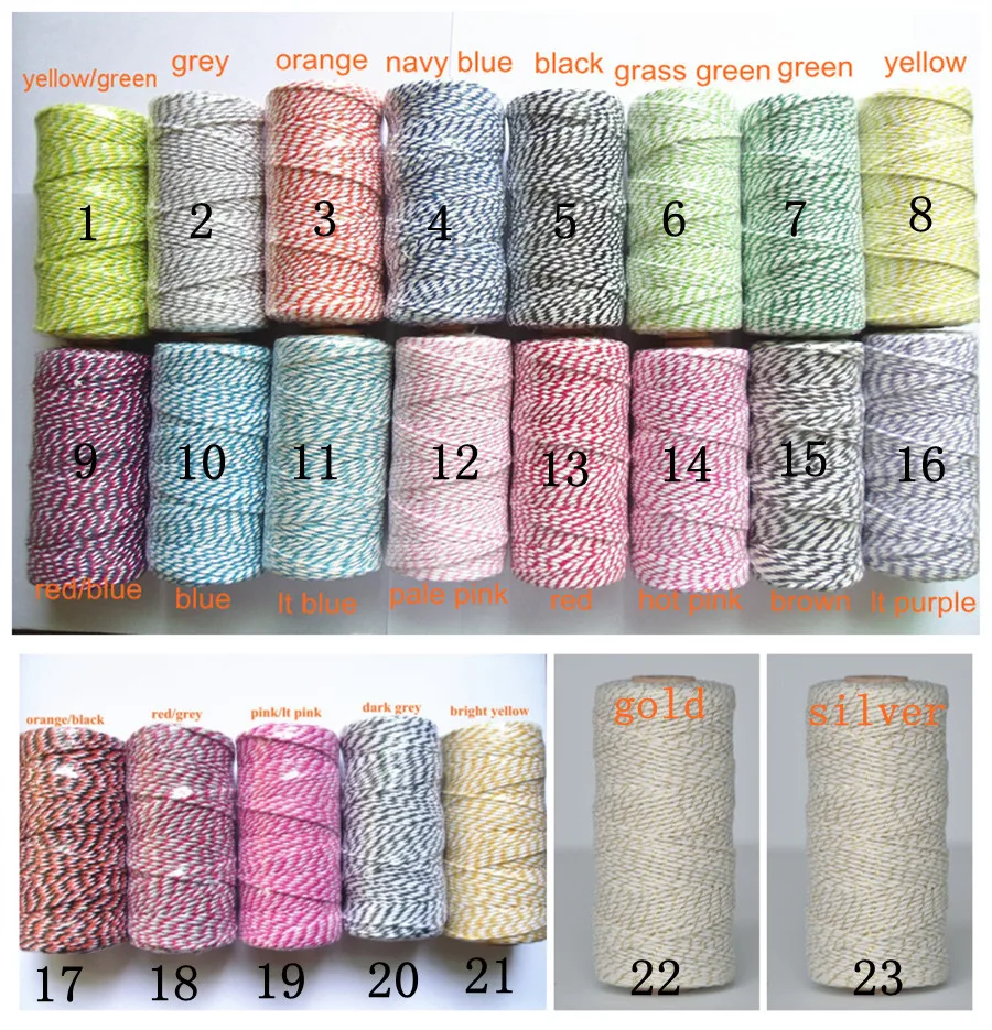 200 Spools (110yard/spool) Colored Cotton Bakers Twine Wholesale,Gift
