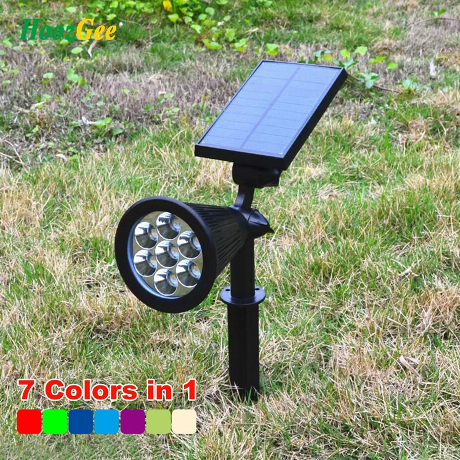 HoozGee 7 LED Spotlight Outdoor Solar Panel Power Adjustable Flood