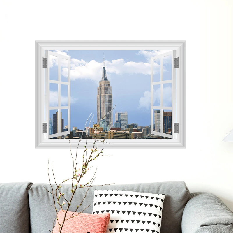Empire State Building Wall Sticker Landscape Removable Wallpaper 3D