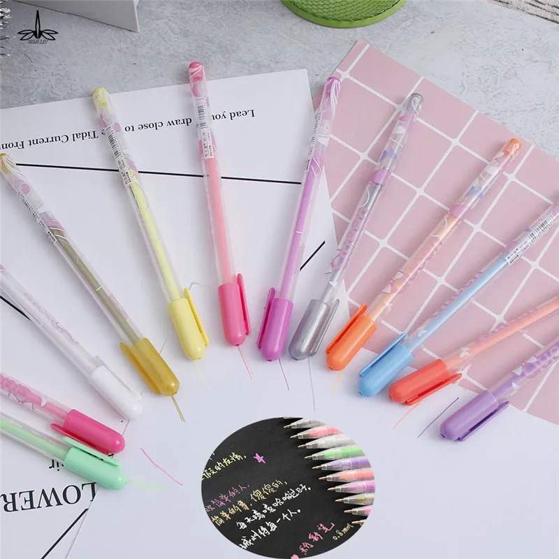 

New Arrival 0.8mm Kawaii Candy Color Princess Style colorful Gel Ink Pen Escolar Stationery Papelaria School Office Supplies