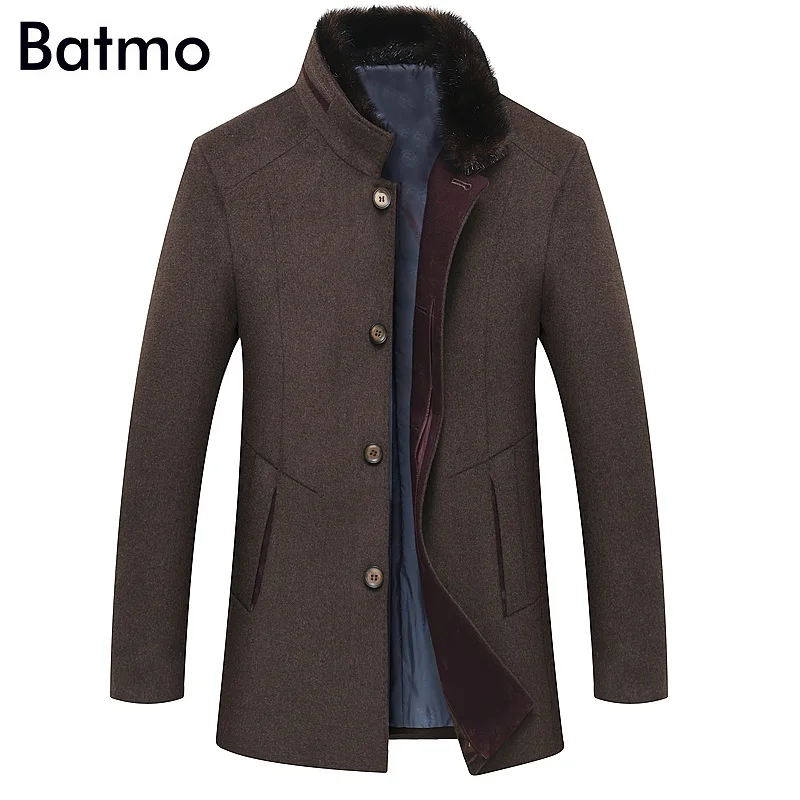 BATMO Новое поступление зимнее шерстяное пальто высокого качества для мужчин, мужские серые шерстяные куртки, большие размеры M-6XL, 1658