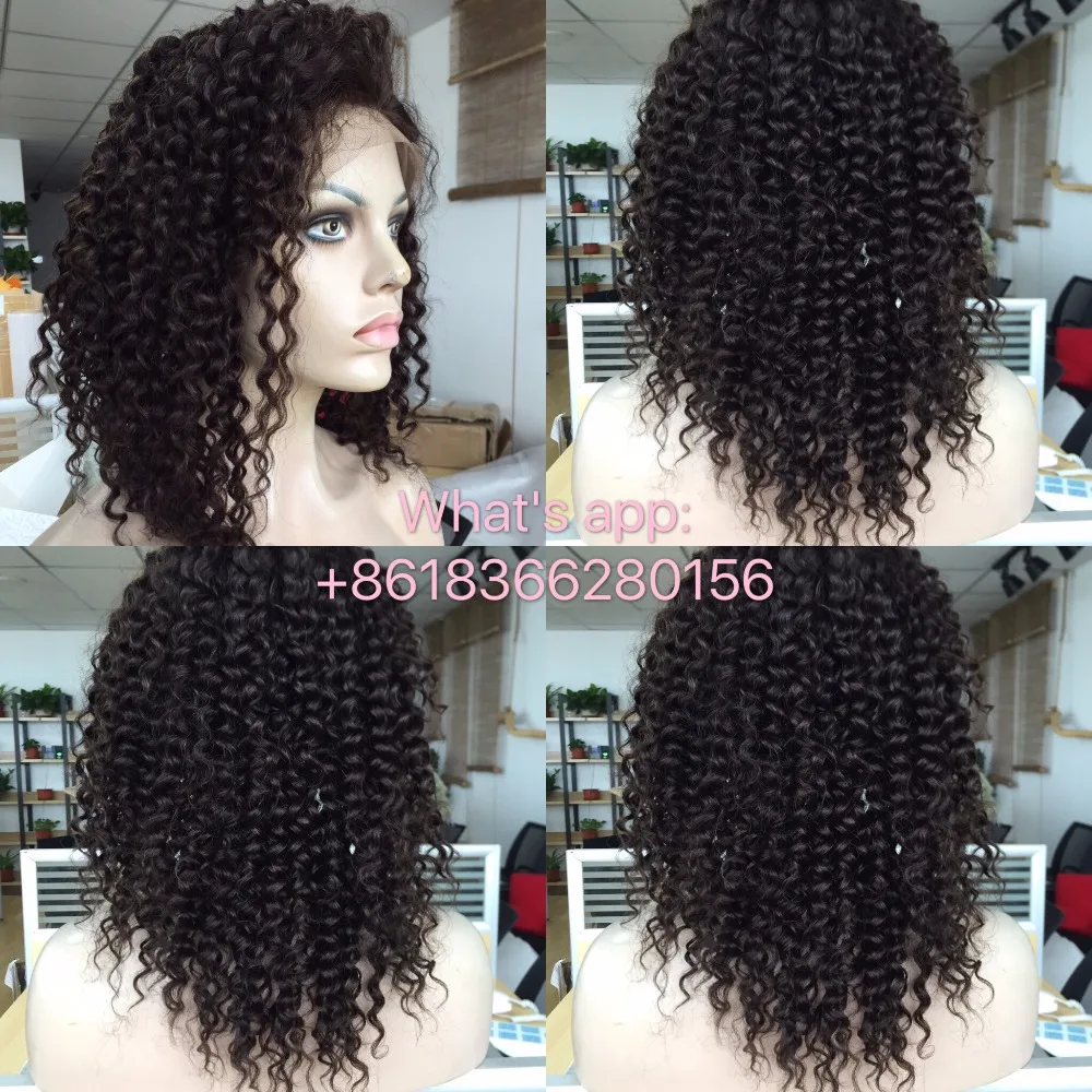 

Cheap 130% Density Long Kinky Curly Full Lace Wig Virgin Mongolian Lace Front Wig Kinky Curly Human Hair Wigs For Black Women