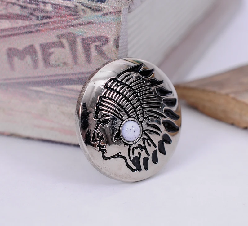 

10X 30MM Tribal Turquoise Indian Chief Sewing Closures Connectors Shank Buttons Leather Craft Decoration Studs Set