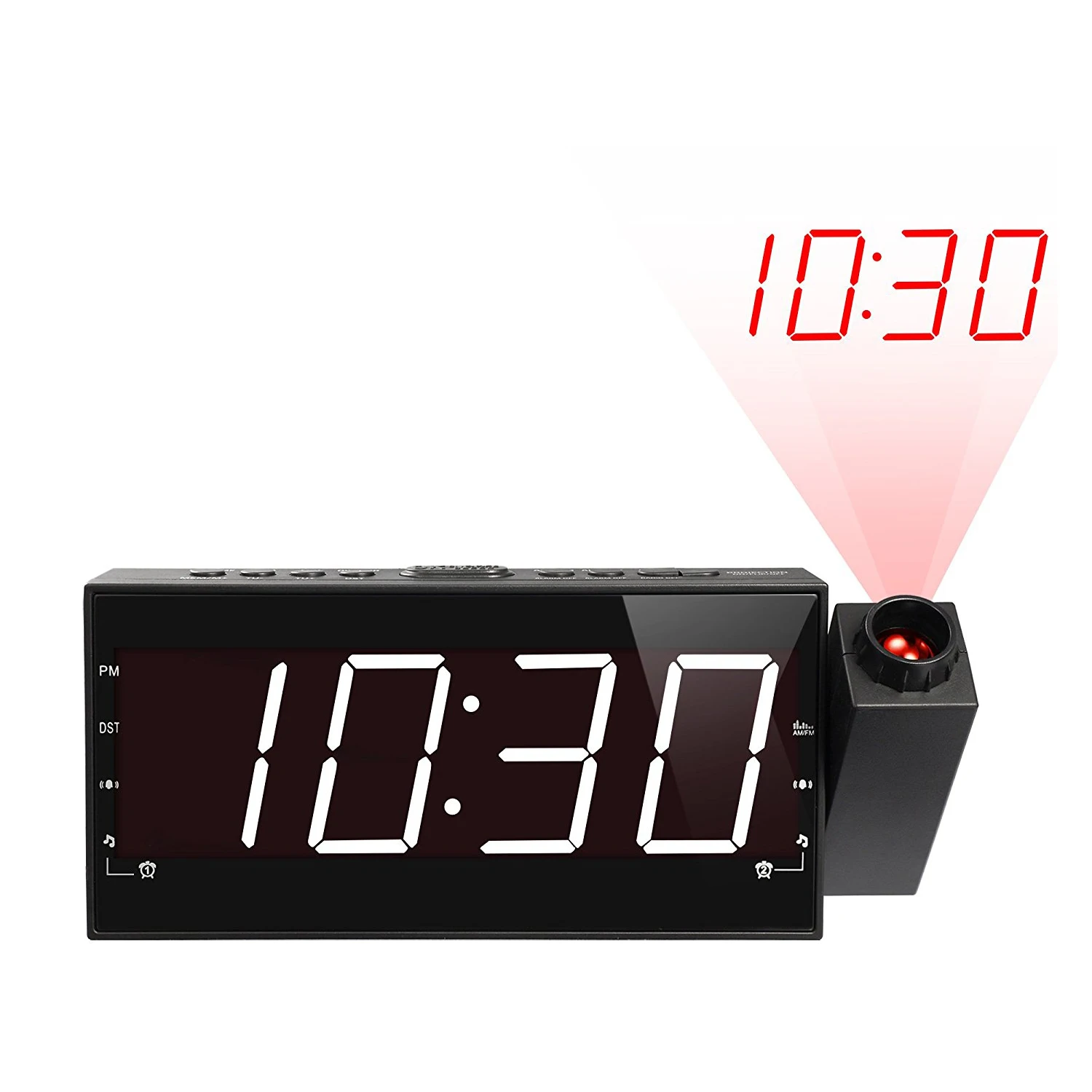 

FM Digital Dimmable Projection Alarm Clock Radio with 1.8inch LED Display,USB Charging,Dual Alarm,Battery Backup