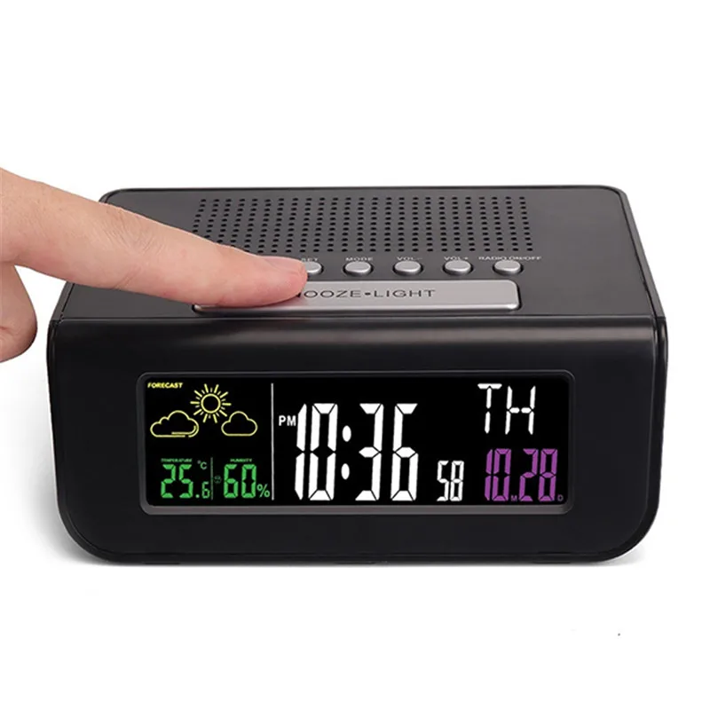 8 языков SmartSet беспроводной цифровой будильник Погодный протектор сон с fm радио