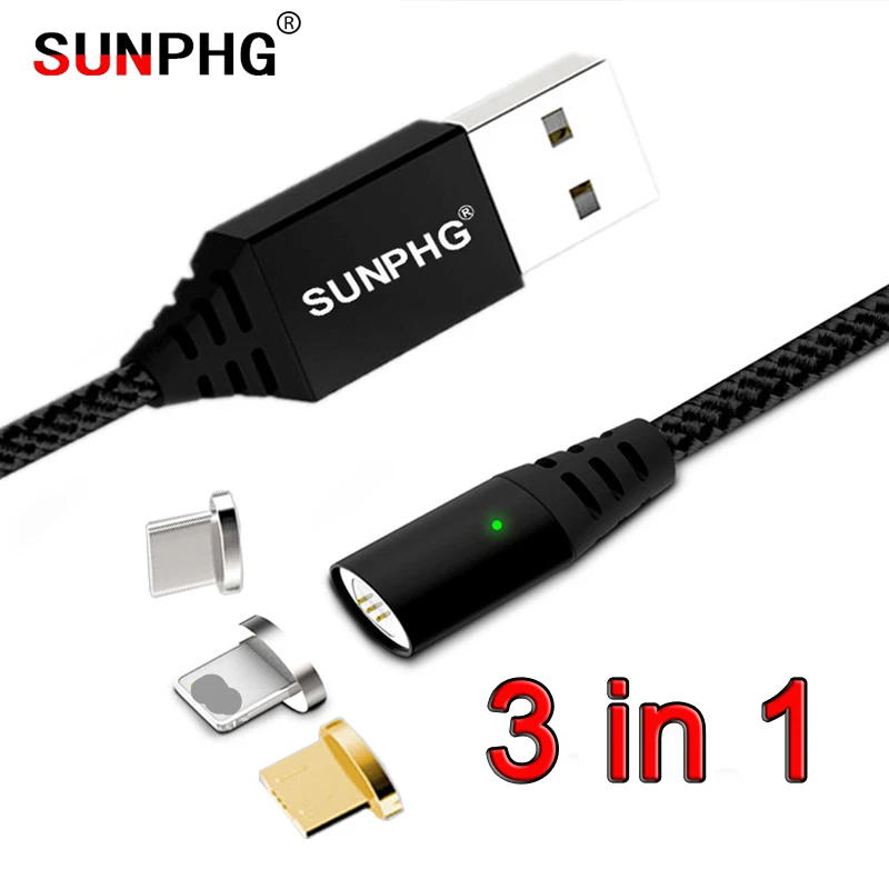 Sunphg Магнитный кабель для Android/iPhone Xiomi зарядный USB Apple iPhone Магнит 1 м провода