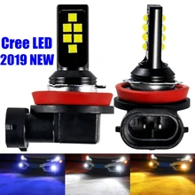 2 sztuk H8 światła przeciwmgielne Led Chip Cree LED 1200LM 6000K biały żółty niebieski samochód jazdy Foglamps lampa światła Led samochodowe 12V