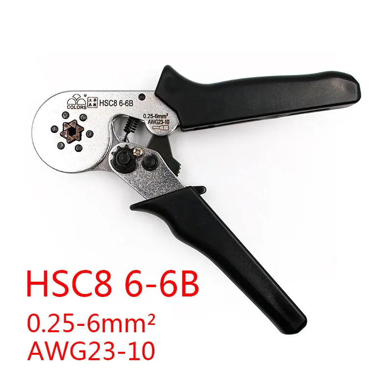 FASEN HSC8 6-6 SELF-ADJUSTABLE MINI-TYPE CRIMPING PLIER 0.25-6mm2 Straight German Pliers Hand Tools VE Terminal Connectors - Цвет: HSC8 6 6B