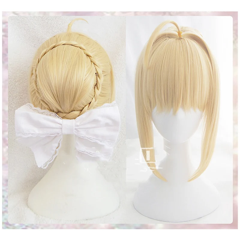 Судьба/ночь Arturia Pendragon саблей парик блонд в стиле Updo косплей полный + шапочка